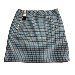 Talbots Women’s Tweed Skirt Size 10 P Petite Teal Houndstooth Wool Blend NWT